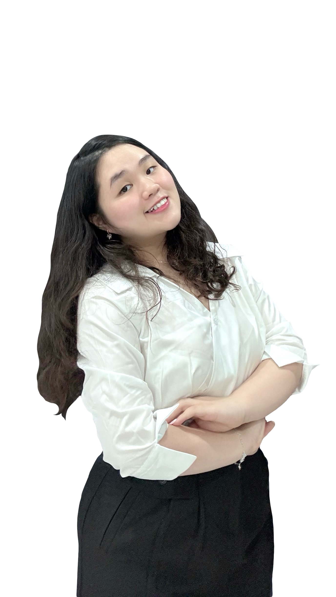 Anne Quynh Anh smiling, wearing a white blouse